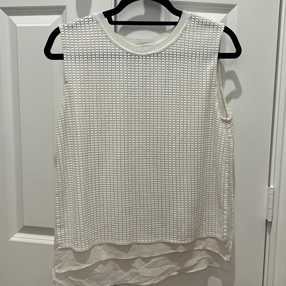 Vince Tops - Vince Silk Mesh Overlay Layered Tank Top
